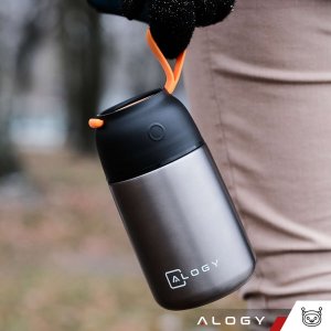 Alogy Termos obiadowy na jedzenie zupe dla dzieci 700ml Alogy ze stali nierdzewnej + składana łyżeczka termiczny szary 14