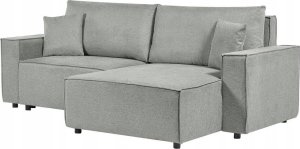 Beliani Narożnik lewostronny rozkładany z pojemnikiem szary KARILA 4