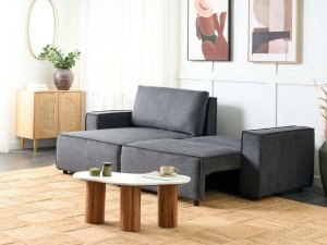 Beliani Narożnik prawostronny rozkładany z pojemnikiem ciemnoszary KARILA 2