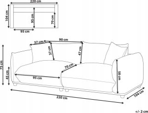 Beliani Sofa 3-osobowa jasnoszara LUVOS 12