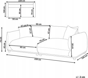 Beliani Sofa 3-osobowa jasnoszara LUVOS 9