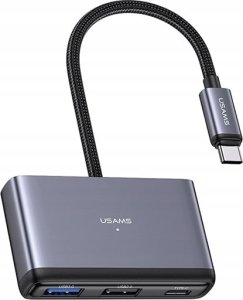 HUB USB Usams USAMS Adapter HUB 5w1 USB 2.0/USB 3.0/ USB-C/TF/SD szary/dark grey SJ628HUB01 (US-SJ628) 4