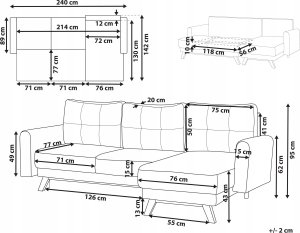 Beliani Sofa narożna lewostronna szara SIRO 11