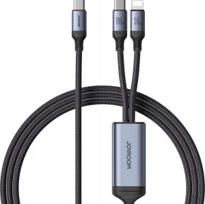 Kabel USB Joyroom USB-C - USB-C + Lightning 1.5 m Czarny (JYR886) 1