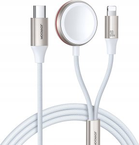 Joyroom Kabel 2w1 Joyroom S-IW011 USB-C / Lightning, ładowarka indukcyjna do Apple Watch 1.5m biały 1