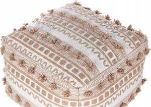 Beliani Puf bawełniany 50 x 50 x 35 cm beżowy KARAW 4