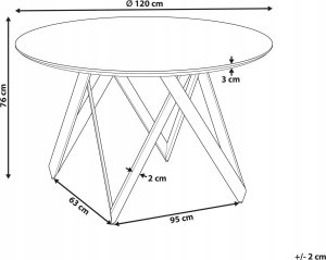 Beliani Stół do jadalni okrągły ⌀ 120 cm czarny OXHILL 3