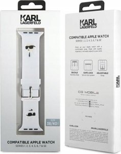 Karl Lagerfeld Karl Lagerfeld Pasek KLAWMSLKCNH Apple Watch 38/40/41mm biały/white strap 3D Rubber Karl&Choupette Heads 4