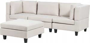 Beliani Sofa modułowa 3-osobowa z otomaną jasnobeżowa UNSTAD 4