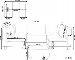 Beliani Sofa modułowa 5-osobowa z otomaną jasnobeżowa UNSTAD 3