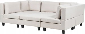 Beliani Sofa modułowa 5-osobowa z otomaną jasnobeżowa UNSTAD 4
