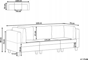 Beliani Sofa modułowa 3-osobowa brązowa UNSTAD 12