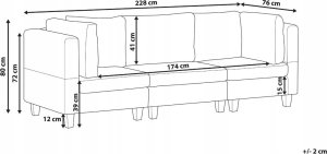 Beliani Sofa modułowa 3-osobowa brązowa UNSTAD 9
