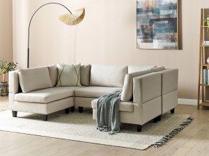 Beliani Sofa modułowa 5-osobowa jasnobeżowa UNSTAD 2