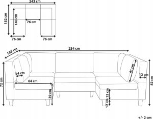 Beliani Sofa modułowa 5-osobowa jasnobeżowa UNSTAD 3