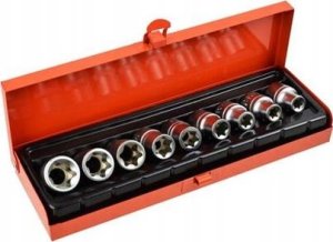 Geko 9el.kpl.nasadek torx E10-24,1/2"GEKO,walizka(20) 1
