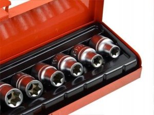 Geko 9el.kpl.nasadek torx E10-24,1/2"GEKO,walizka(20) 2