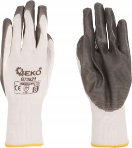 Geko Rękawice ochronne GEKO r.8/biało-szare/ (12/300) 1