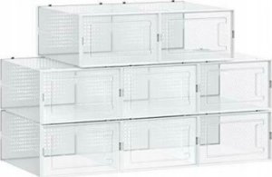 Songmics Pudełka na buty, pakiet 8 organizatorów do przechowywania buta, składane i wszechstronne dla tenisówek, przezroczysty i biały 9