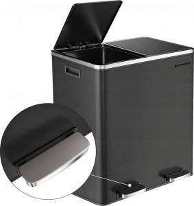Kosz na śmieci Songmics Podwójny Kosz Na Śmieci, 2 Pojemniki Kuchenne Na Śmieci I Recykling O Pojemności 2 X 30 L Z 15 Workami Na Śmieci, Metalowy Kosz 4