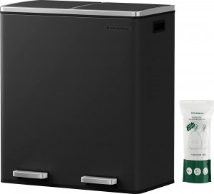 Kosz na śmieci Songmics Podwójny Kosz Na Śmieci, 2 Pojemniki Kuchenne Na Śmieci I Recykling O Pojemności 2 X 30 L Z 15 Workami Na Śmieci, Metalowy Kosz 8