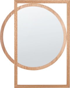 Beliani Lustro ścienne 56 x 71 cm jasne drewno LAURON 1