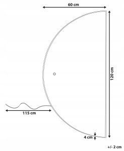 Beliani Półokrągłe lustro ścienne LED 60 x 120 cm srebrne LOUE 3