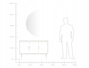 Beliani Półokrągłe lustro ścienne LED 60 x 120 cm srebrne LOUE 8