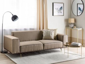 Beliani Sofa 2.5-osobowa lniana jasnobrązowa OSELO 2