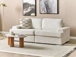 Beliani Sofa 3-osobowa boucle biała ALLA 11