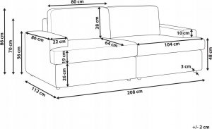 Beliani Sofa 3-osobowa brązowoszara ALLA 9