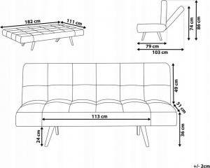 Beliani Sofa rozkładana brązowa INGARO 10