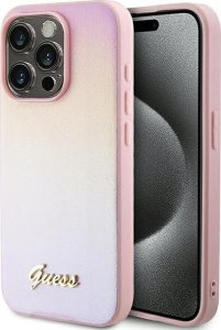 Guess Guess GUHCP14LPSAIRSP iPhone 14 Pro 6.1" różowy/pink hardcase Saffiano Iridescent Script 1