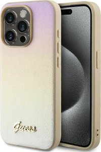 Guess Guess GUHCP14LPSAIRSD iPhone 14 Pro 6.1" złoty/gold hardcase Saffiano Iridescent Script 1