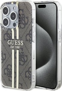 Guess Guess GUHCP15LH4PSEGW iPhone 15 Pro 6.1" brązowy/brown hardcase IML 4G Gold Stripe 1