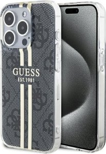 Guess Guess GUHCP15LH4PSEGK iPhone 15 Pro 6.1" czarny/black hardcase IML 4G Gold Stripe 1