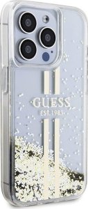 Guess Guess GUHCP15LLFCSEGT iPhone 15 Pro 6.1" transparent hardcase Liquid Glitter Gold Stripes 4