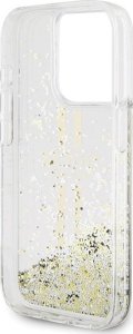 Guess Guess GUHCP15LLFCSEGT iPhone 15 Pro 6.1" transparent hardcase Liquid Glitter Gold Stripes 7