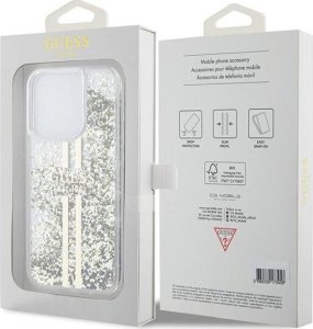 Guess Guess GUHCP15LLFCSEGT iPhone 15 Pro 6.1" transparent hardcase Liquid Glitter Gold Stripes 8