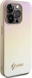 Guess GUHCP15XPSAIRSD iPhone 15 Pro Max 6.7" złoty/gold hardcase Saffiano Iridescent Script 4