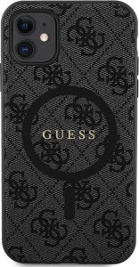 Guess GUHMN61G4GFRK iPhone 11 6.1" / Xr czarny/black hardcase 4G Collection Leather Metal Logo MagSafe 3