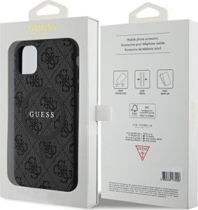 Guess GUHMN61G4GFRK iPhone 11 6.1" / Xr czarny/black hardcase 4G Collection Leather Metal Logo MagSafe 8