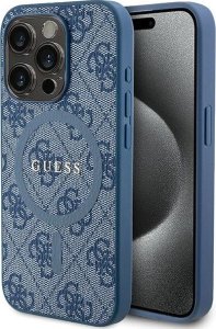 Guess Guess GUHMP14LG4GFRB iPhone 14 Pro 6.1" niebieski/blue hardcase 4G Collection Leather Metal Logo MagSafe 1