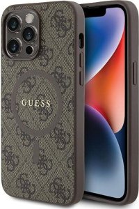 Guess Guess GUHMP13XG4GFRW iPhone 13 Pro Max 6.7" brązowy/brown hardcase 4G Collection Leather Metal Logo MagSafe 1