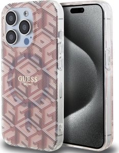 Guess Guess GUHMP15LHGCUSTGP iPhone 15 Pro 6.1" różowy/pink hardcase IML GCube MagSafe 1