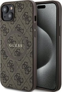 Guess Guess GUHMP15SG4GFRW iPhone 15 / 14 / 13 6.1" brązowy/brown hardcase 4G Collection Leather Metal Logo MagSafe 1