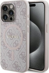 Guess Guess GUHMP15XG4GFRP iPhone 15 Pro Max 6.7" różowy/pink hardcase 4G Collection Leather Metal Logo MagSafe 1