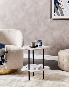Beliani Stolik pomocniczy biało-czarny CLOUD 2