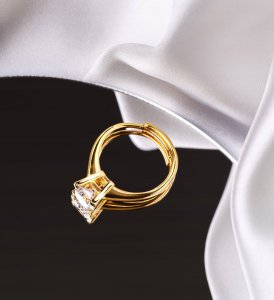 Peterson Pozłacany Pierścionek Z Cyrkonią 4