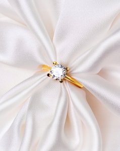 Peterson Pozłacany Pierścionek Z Cyrkonią 5